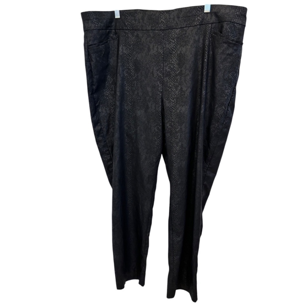 SO SLIMMING CHICO'S Plus Size Black Snake Imprint Tummy Control Pull On Pants 4R